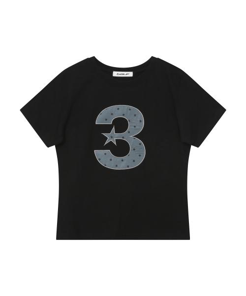 3 logo 도트 슬림핏 티셔츠 [블랙]