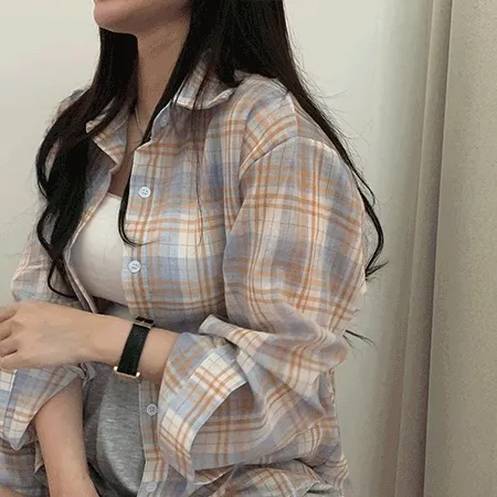 [당일발송!/여름까지*.*🤍] 젤라또 루즈핏 체크 남방 셔츠