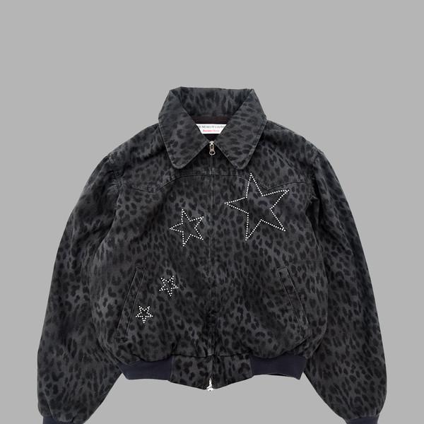 HOT FIX LEOPARD WORK JACKET (CHARCOAL)