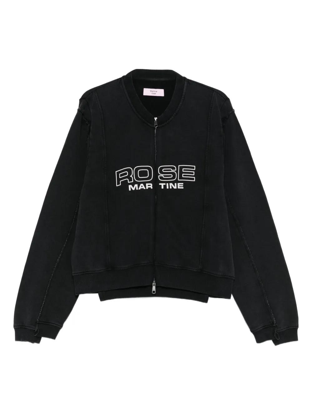 Martine Rose zip-up logo-print Sweatshirt | Black | FARFETCH KR