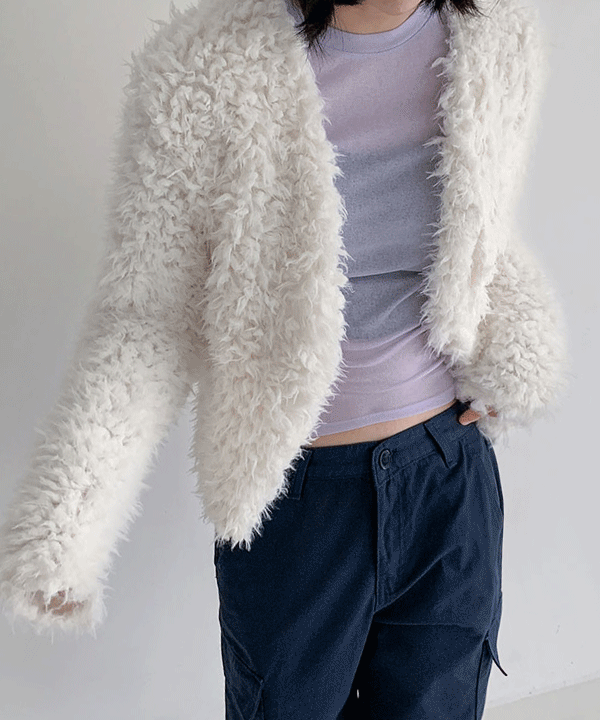 매니크 일랑 버튼 퍼 가디건