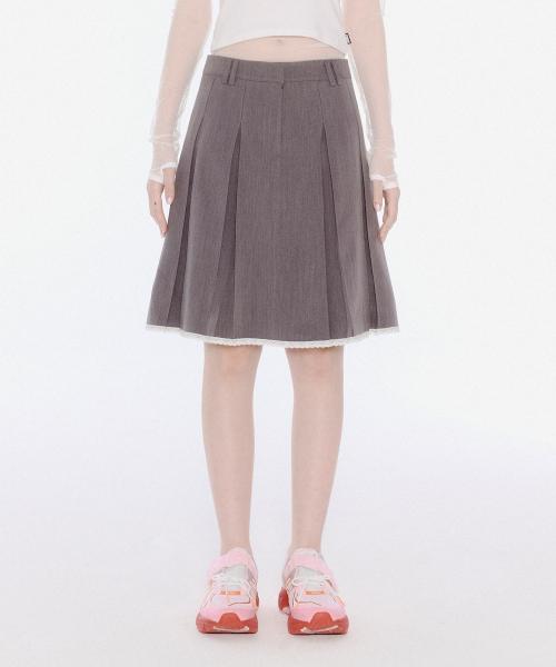 유희(YOUHEE)  PLEATS LACE MIDI SKIRT GREY - 사이즈 & 후기 | 무신사