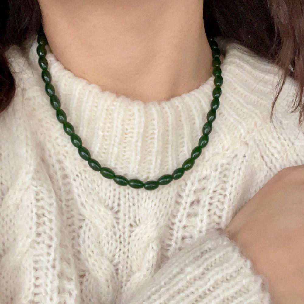 유어로 실버925 그린 오닉스 원석 목걸이