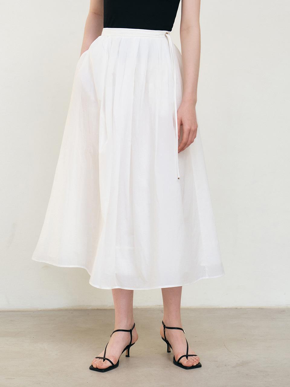 스트랩 포인트 나일론 풀 스커트_2COLORS