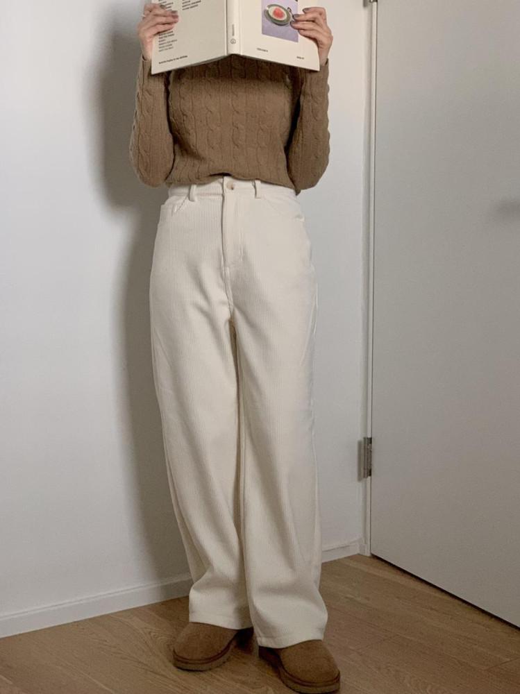데이 키작녀 골덴바지 융 기모 코듀로이팬츠