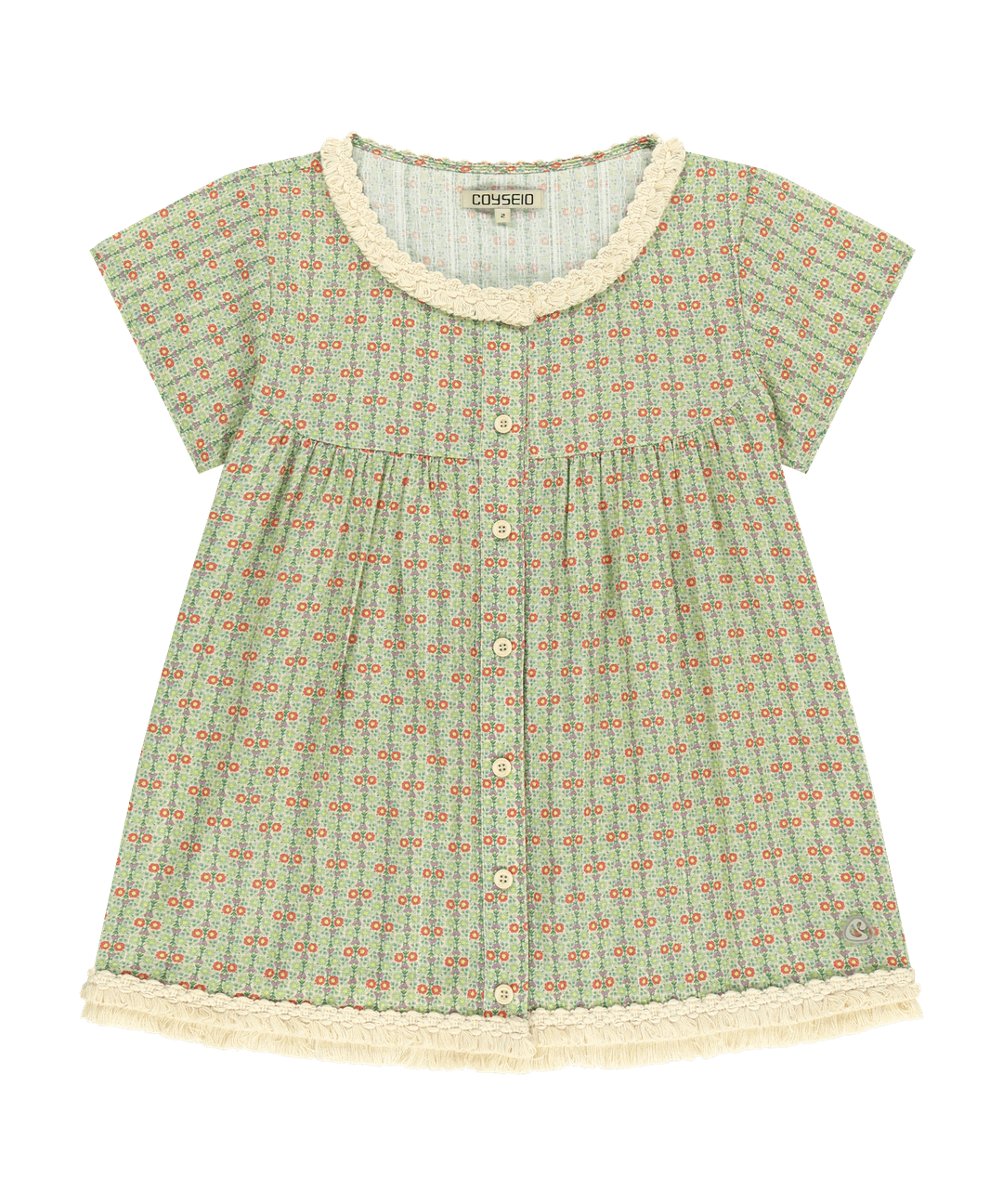 FRINGE SHIRRING BLOUSE LIGHT GREEN