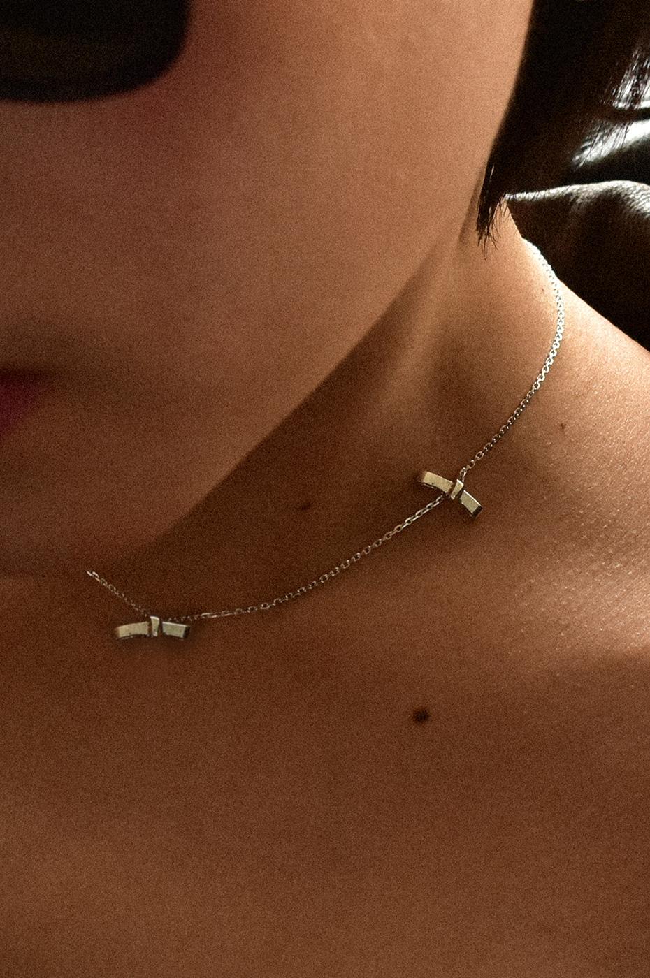 RIBBON NECKLACE(2TYPE DESIGN)(2COLOR)