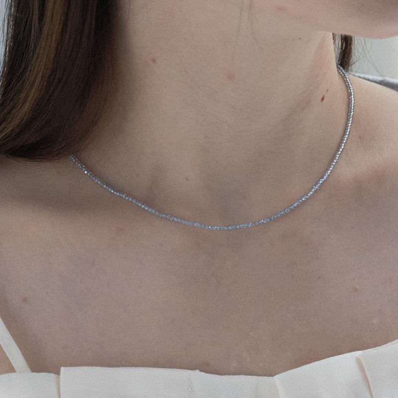 [Silver 925] Clear Clouds Necklace SN208 - Skyblue
