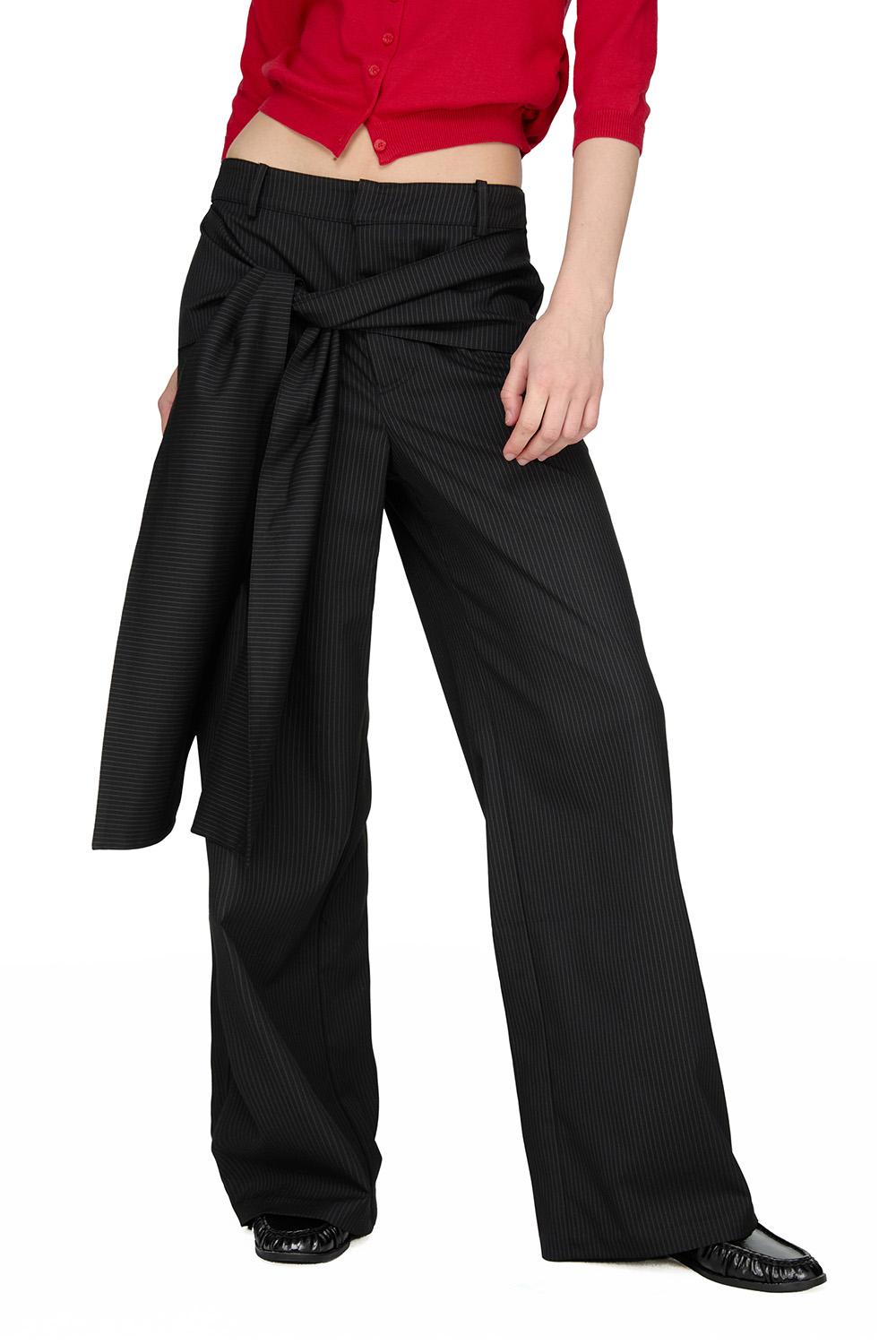 Stripe Tie Pants, BLACK