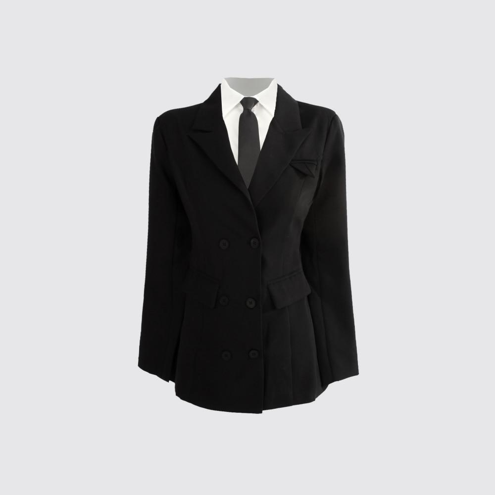 누아브 (셔츠+스커트+자켓 세트)아이브 자켓 원피스 셔츠 블랙 셋업 투피스 세트