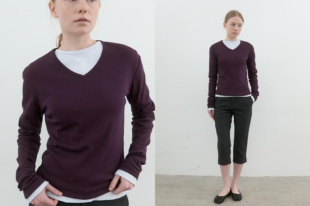 Essential v-neck long sleeve (purple)