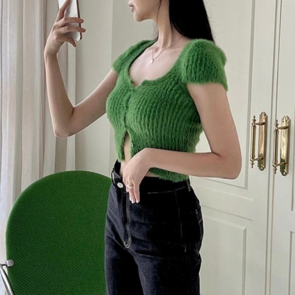 키치 컬러 크롭 반팔 니트 5color