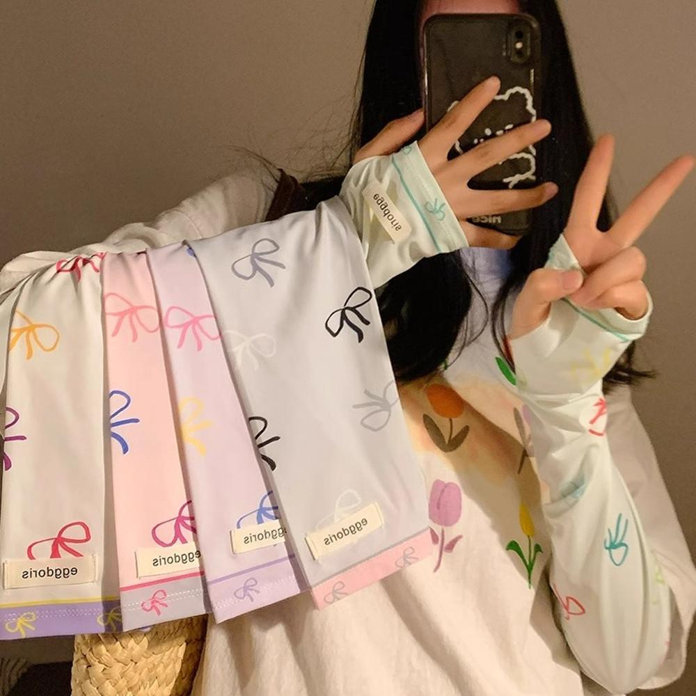 러블리 리본 프린팅 래쉬가드 쿨토시 여름 자외선 차단 여성 스포츠 팔토시