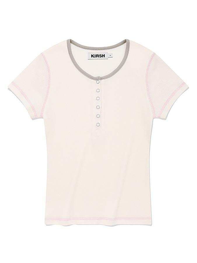 스티치 포인트 슬림핏 티셔츠 [아이보리]