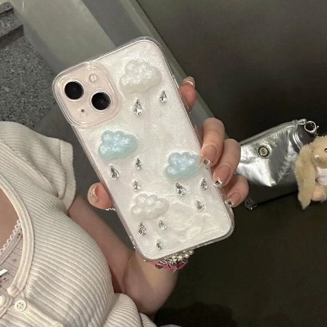나인틴프라이데이 [갤럭시 S24🧡] 실버 펄 글리터 힙한 구름 투명 폰케이스 아이폰 케이스 핸드폰케이스 갤럭시 아이폰13미니 아이폰 폰케이스 커플케이스 아이폰12미니 휴대폰케이스 핸드폰케이스