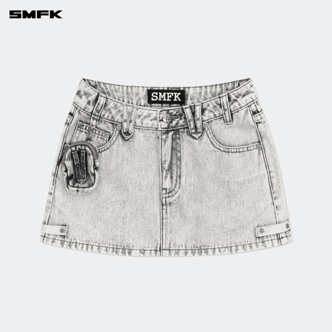 Compass Wild Tarpan Denim Mini Skirt Gray - XS