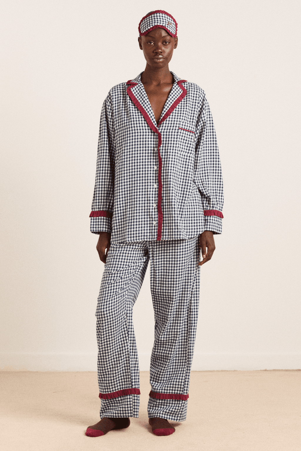 antonia pj set - navy gingham