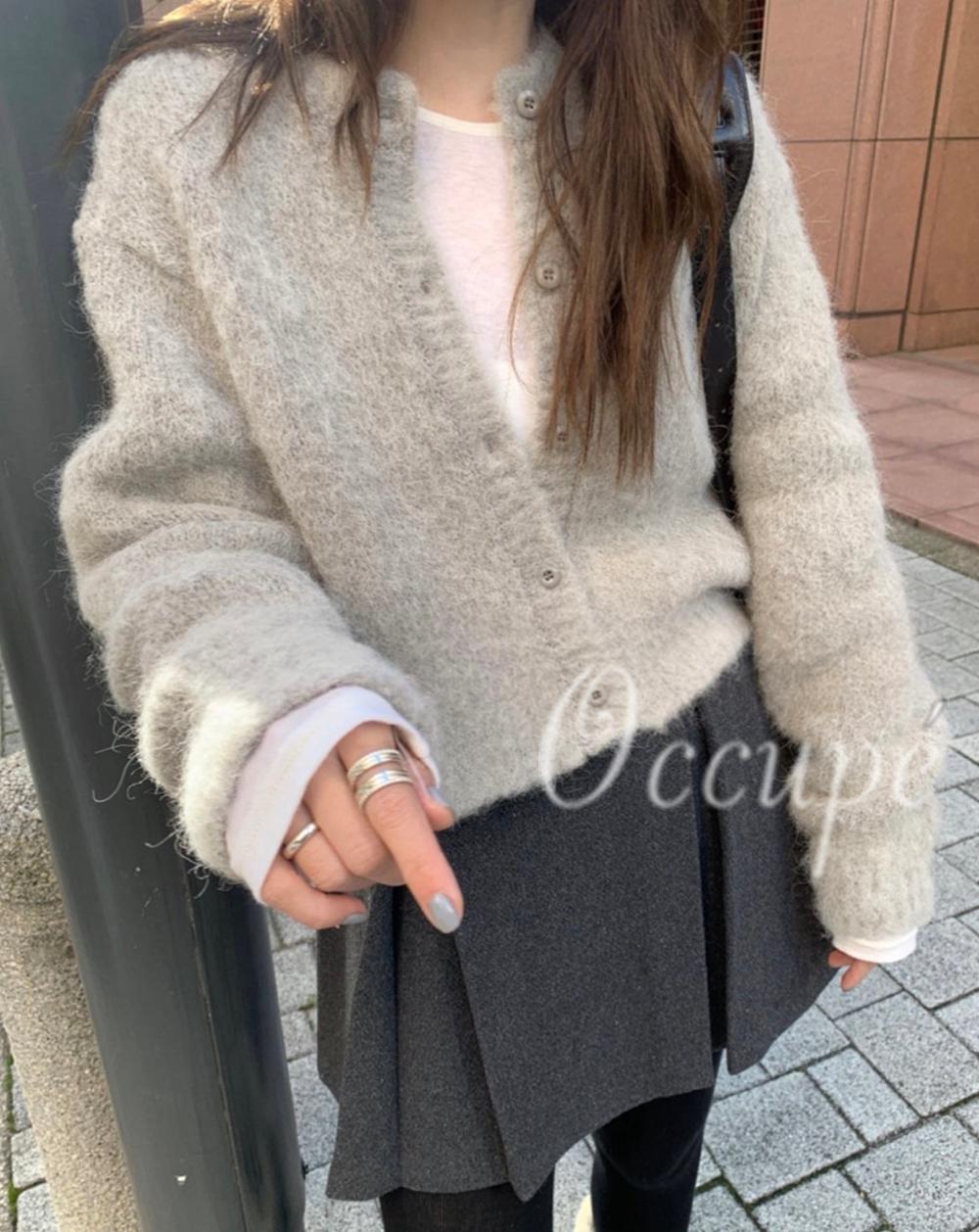 오큐페 [당일출고]멜라운지 알파 포그 가디건 (3col) mellounge 알파카 크롭가디건