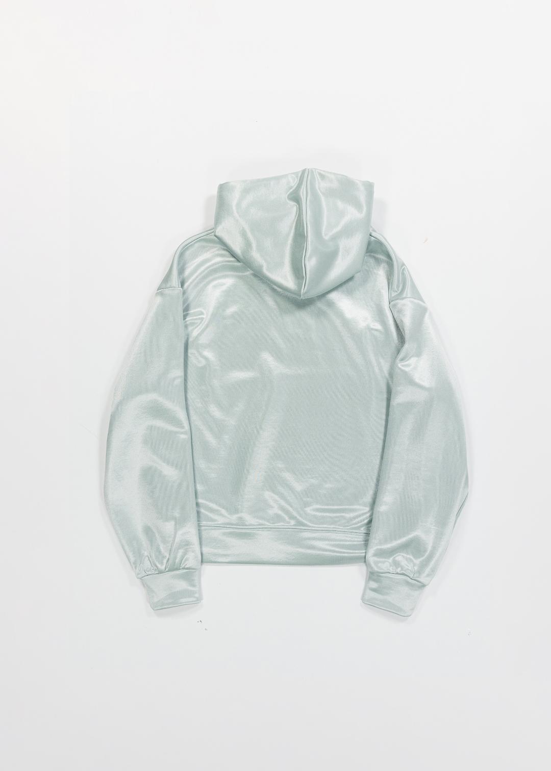 GLOSSY SATIN HOODIE - LIGHT MINT