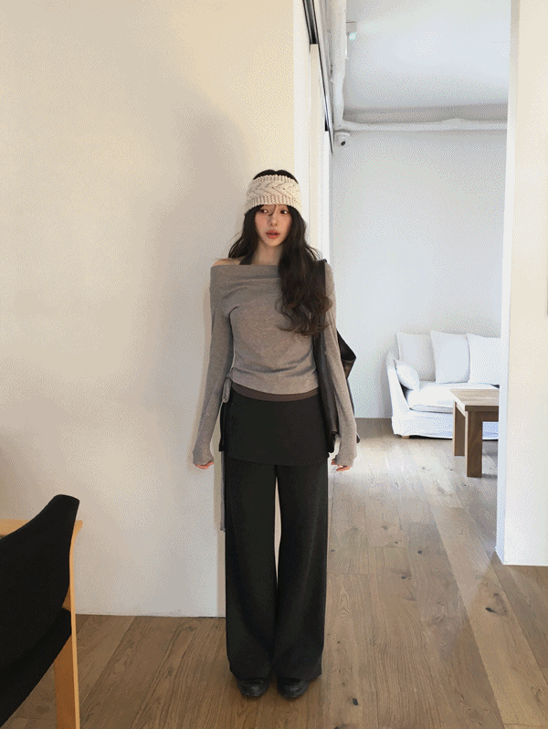 무드인슬로우 [레이어드/홀터넥] 레온 홀터 오프숄더티