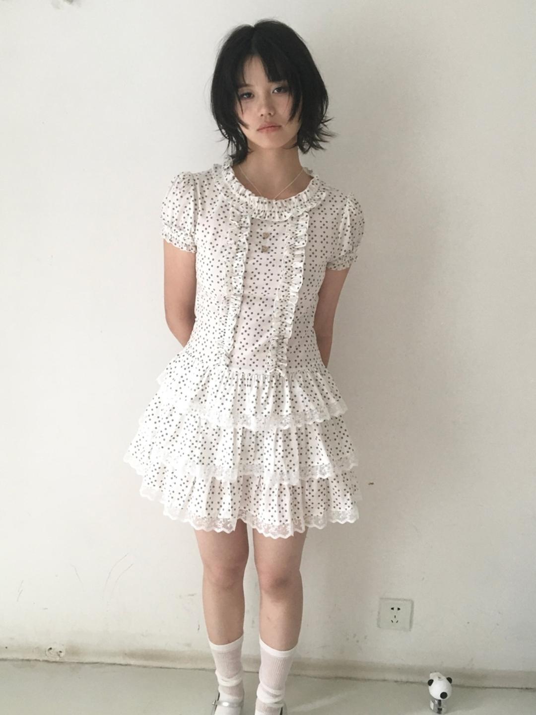 SICASTRA Small Flower Polka Dot Dress (2color)