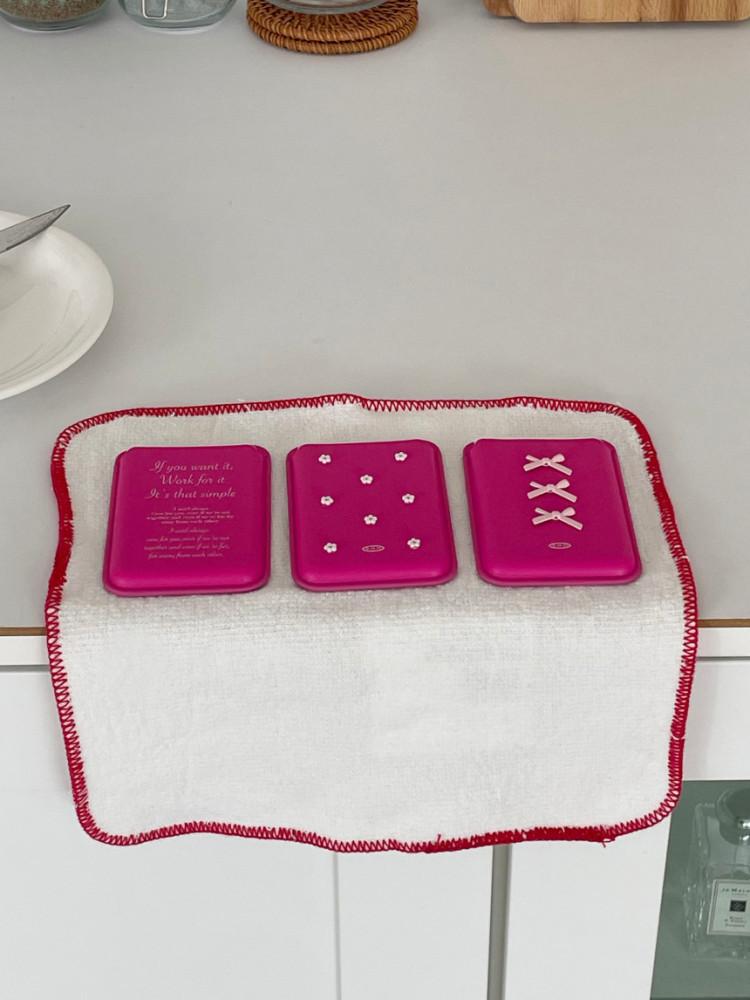 (맥세이프) 핫핑크 카드홀더 (핑크리본,화이트플라워,레터링)