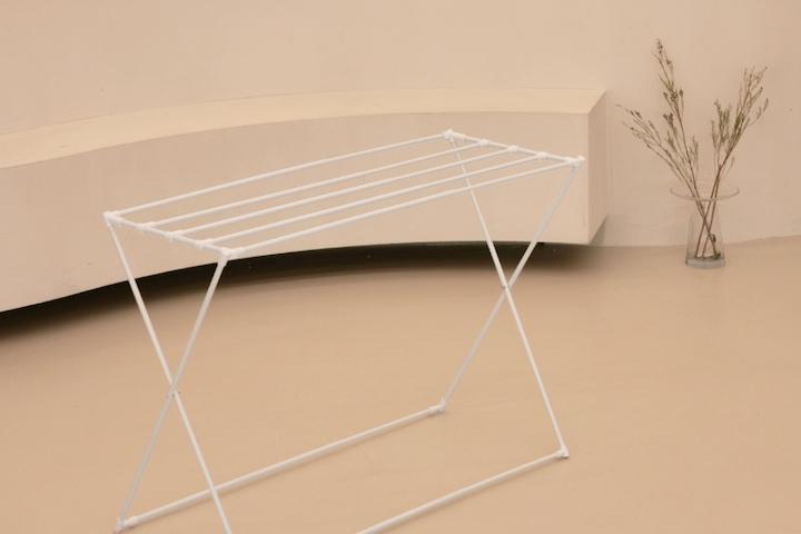 화이트 빨래건조대 길이조절 미니