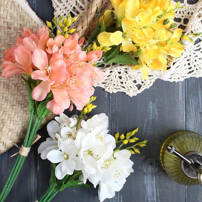 봄꽃 프리지아 조화 묶음(3color)