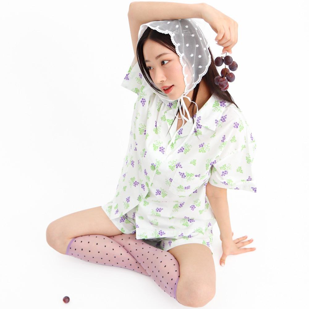 [SET] 넉넉 편안한 포도 픽셀 순면 여름 파자마 세트