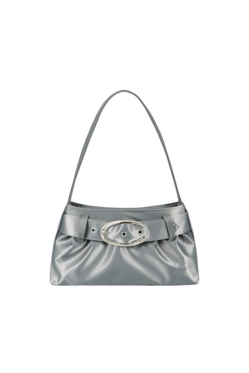 C BELTED NYLON HOBO BAG_DARK GREY