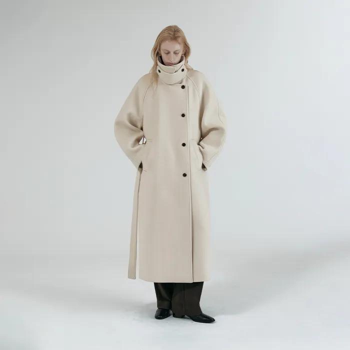 SIOT4164 언밸런스 벨티드 발마칸 코트_Cream