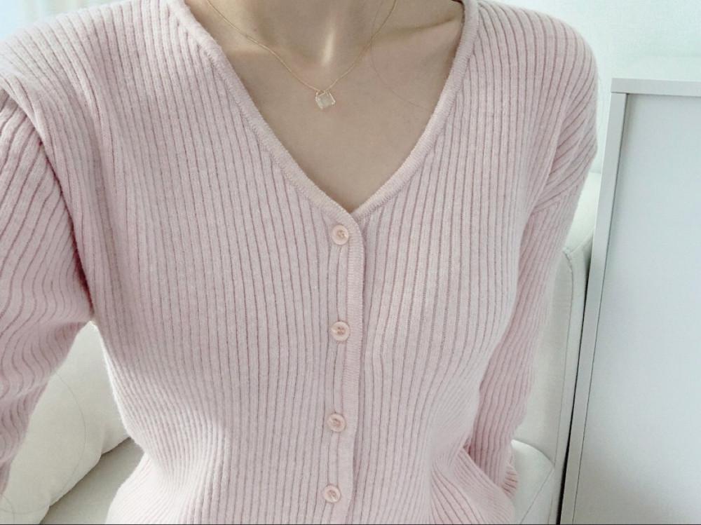 Near cardigan 연핑크 블루 골지 가디건