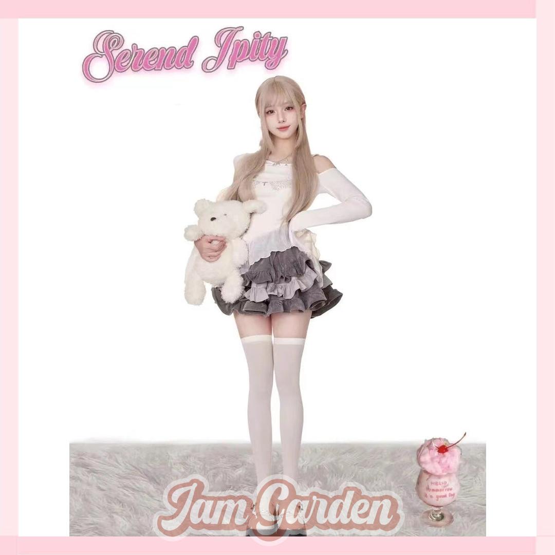 Serendipity Cross Church White Top + Gray Skirt - Top / S