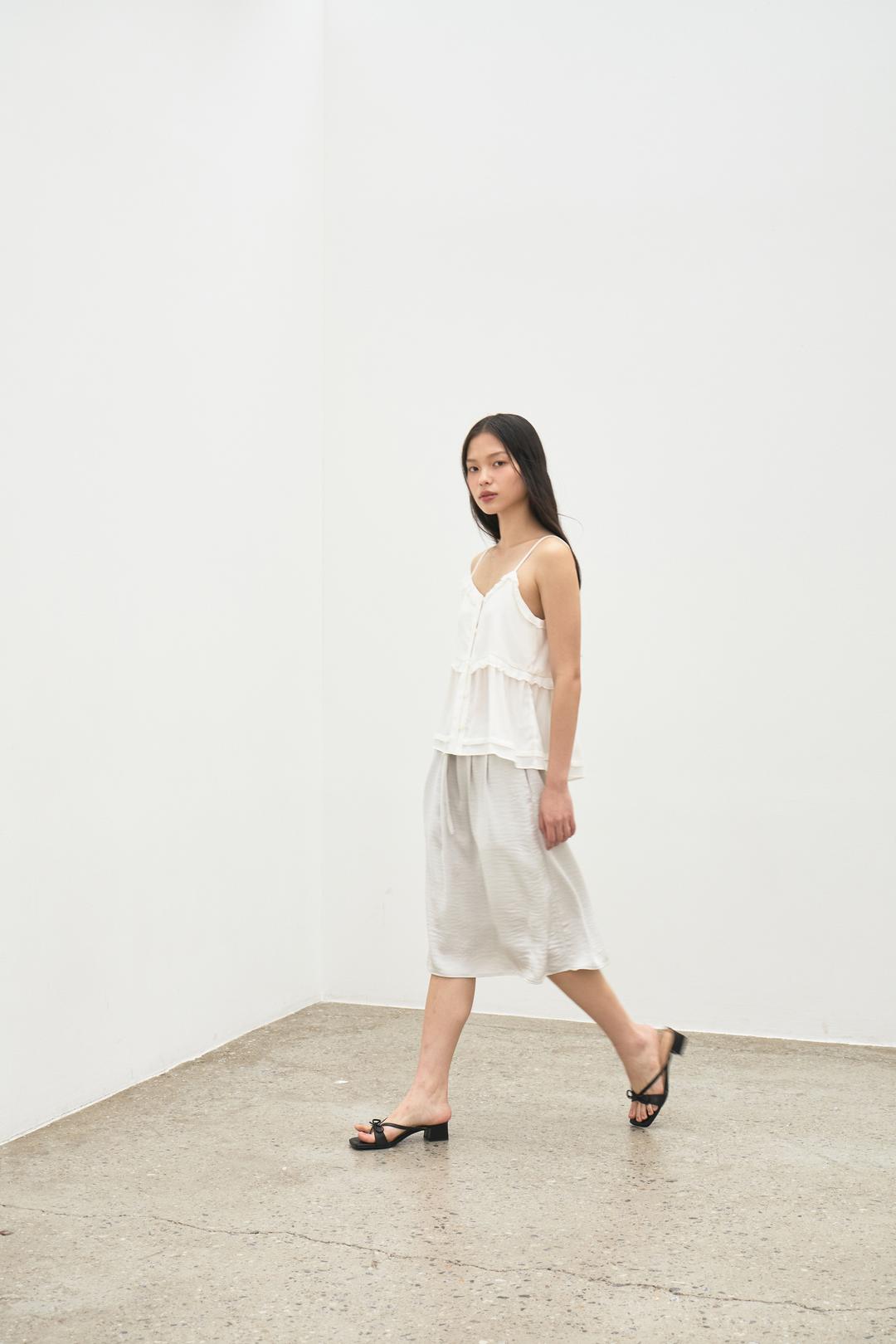 Del Satin Midi Skirt (Silver)