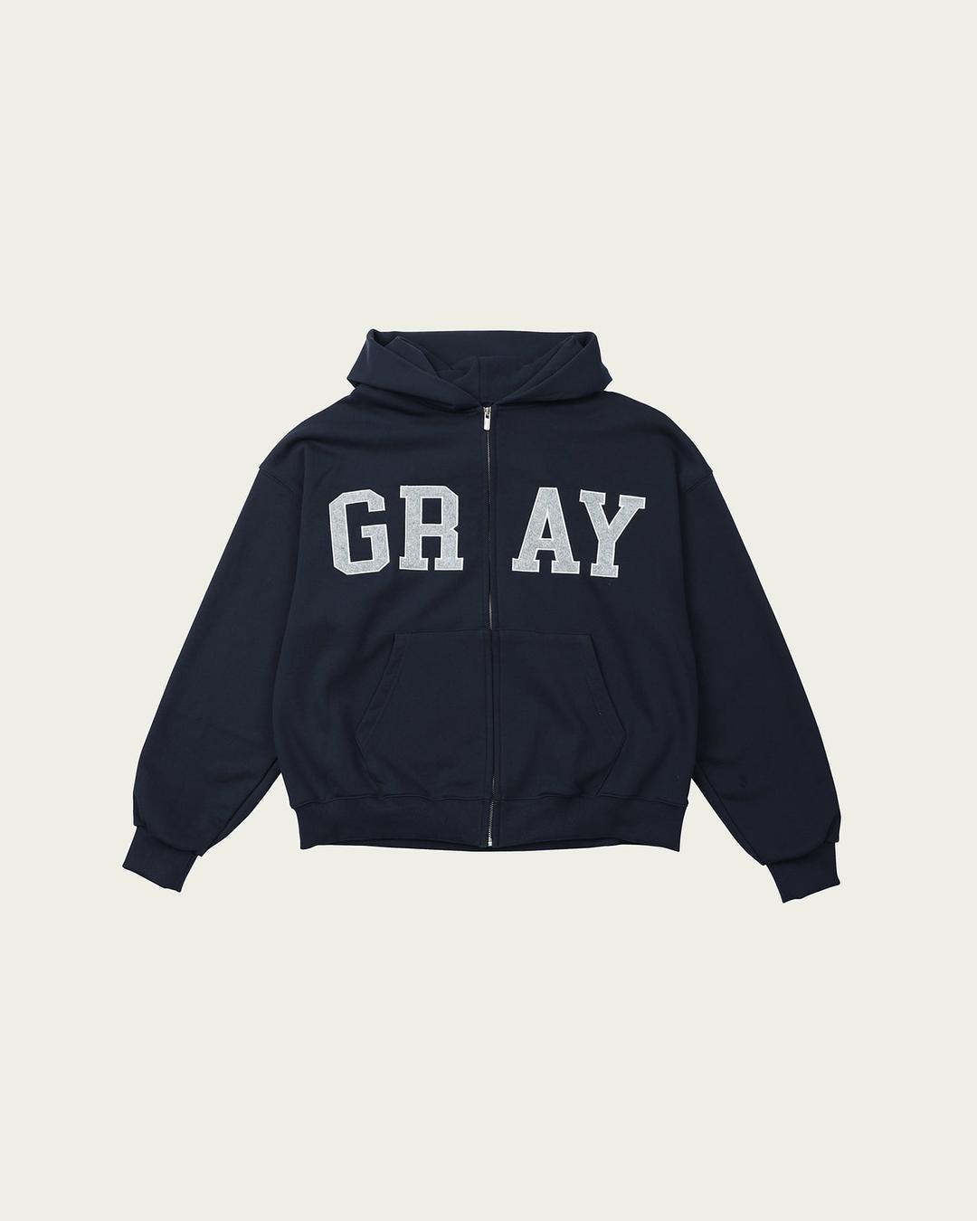 GRAY Patch Hoodie Zip-Up - Navy