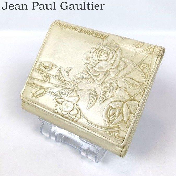Jean Paul Gaultier ジャンポールゴルチェ 二つ折り財布 ニューローズ オフホワイト 薔薇  廃盤 希少 レア 入手困難 Wホック