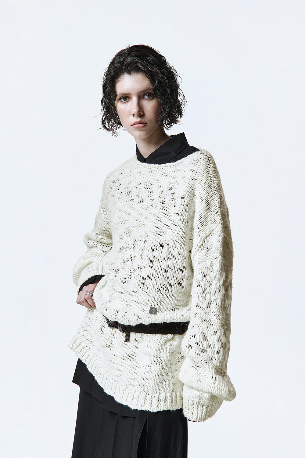 Blended Texture Knit Pullover [ Ivory ]