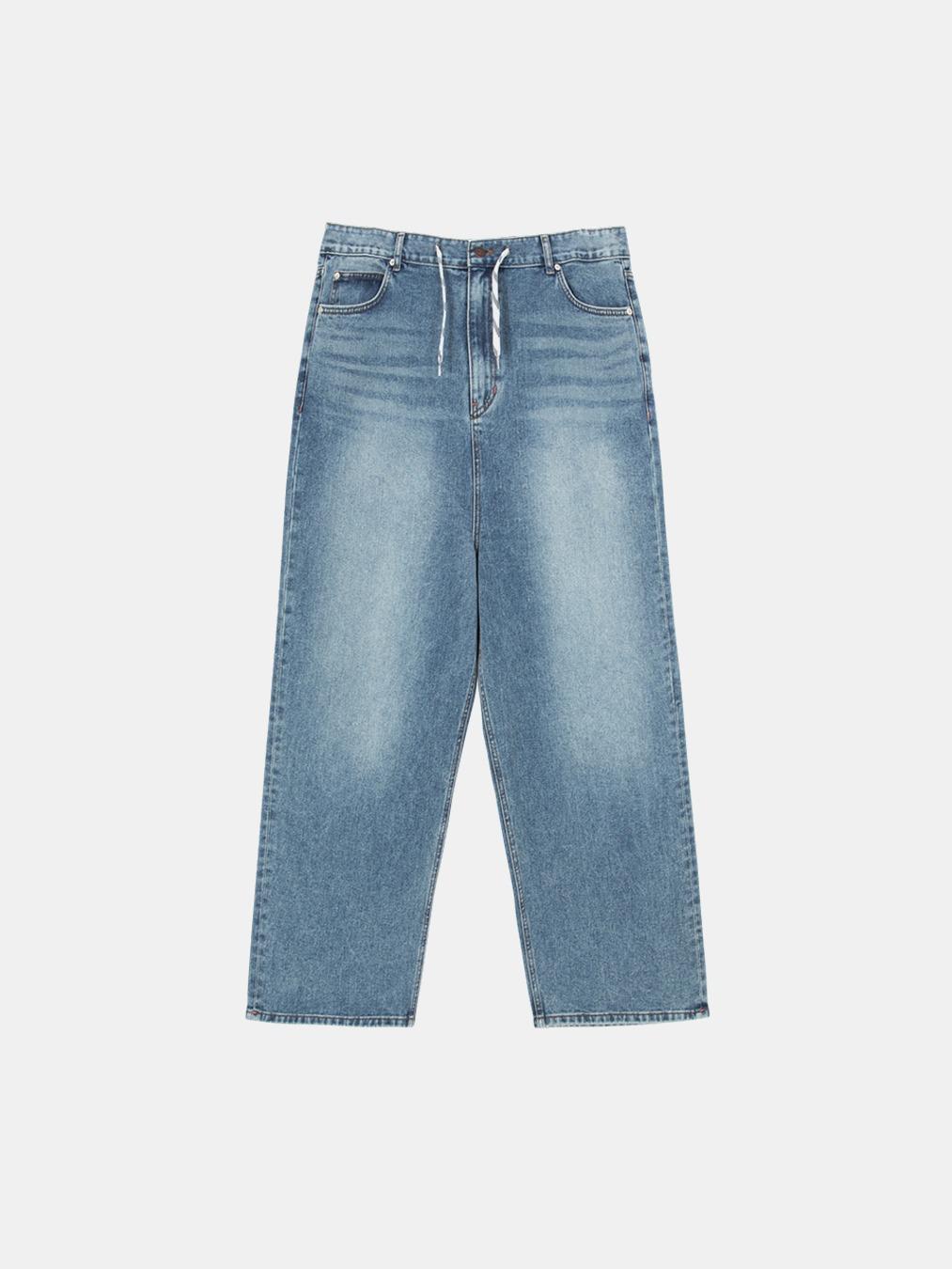 WIDE STRING DENIM PANTS BLUE