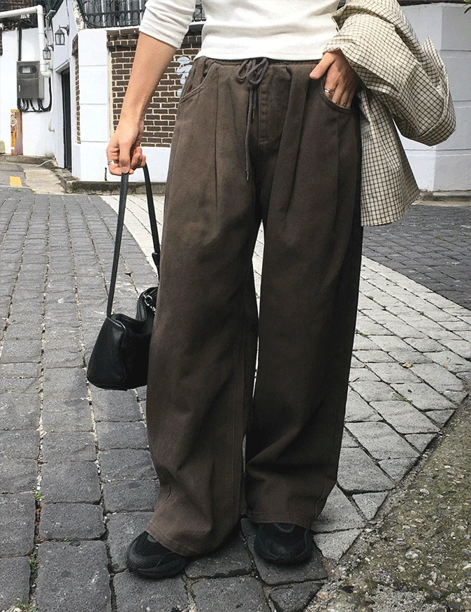 [800장돌파!/2단기장/무배] 프레디 핀턱 밴딩 팬츠 (4color) - 숏베이지 7일 소요