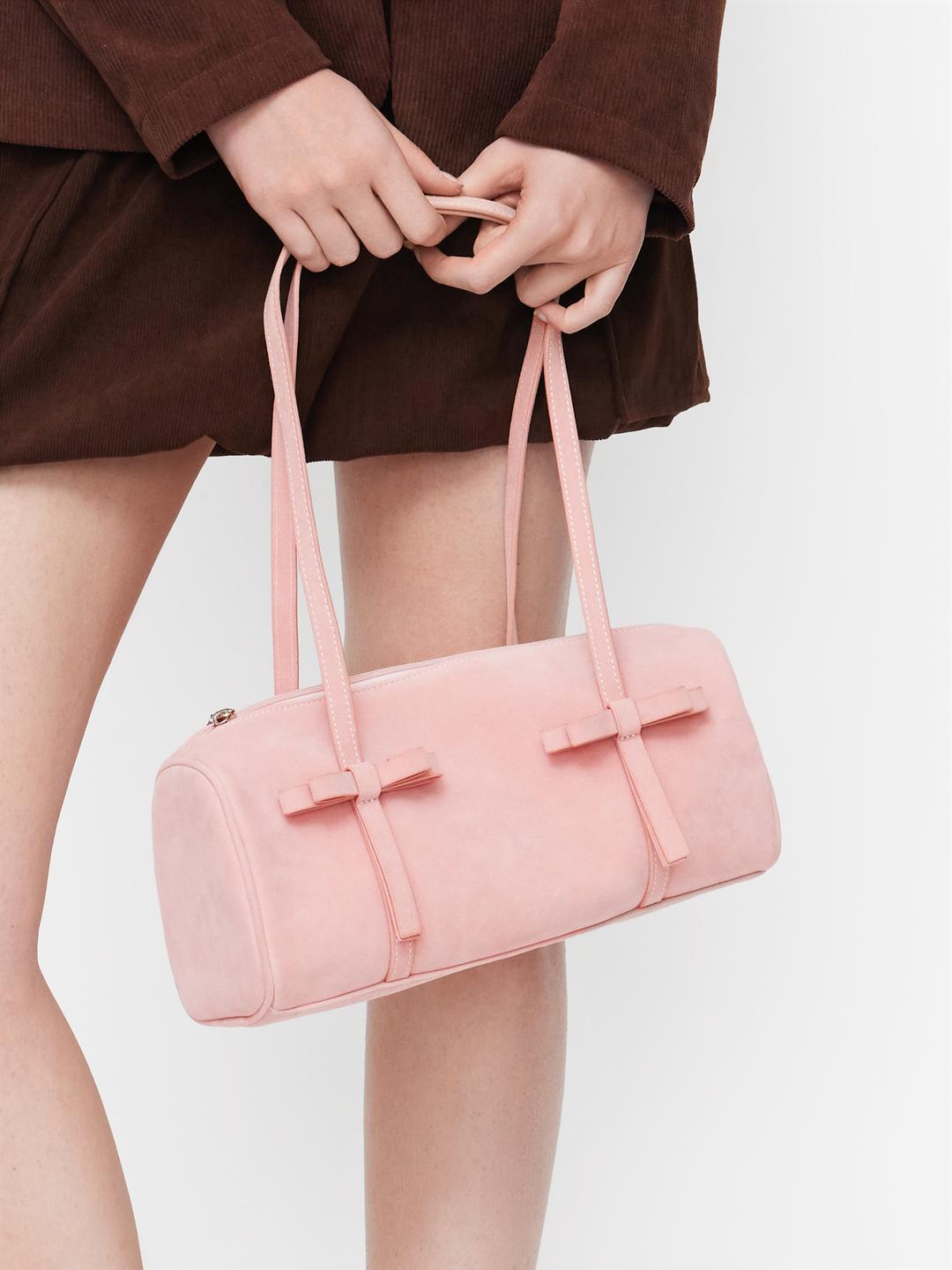 BOWKNOT DECOR CYLINDRICAL SHOULDER BAG