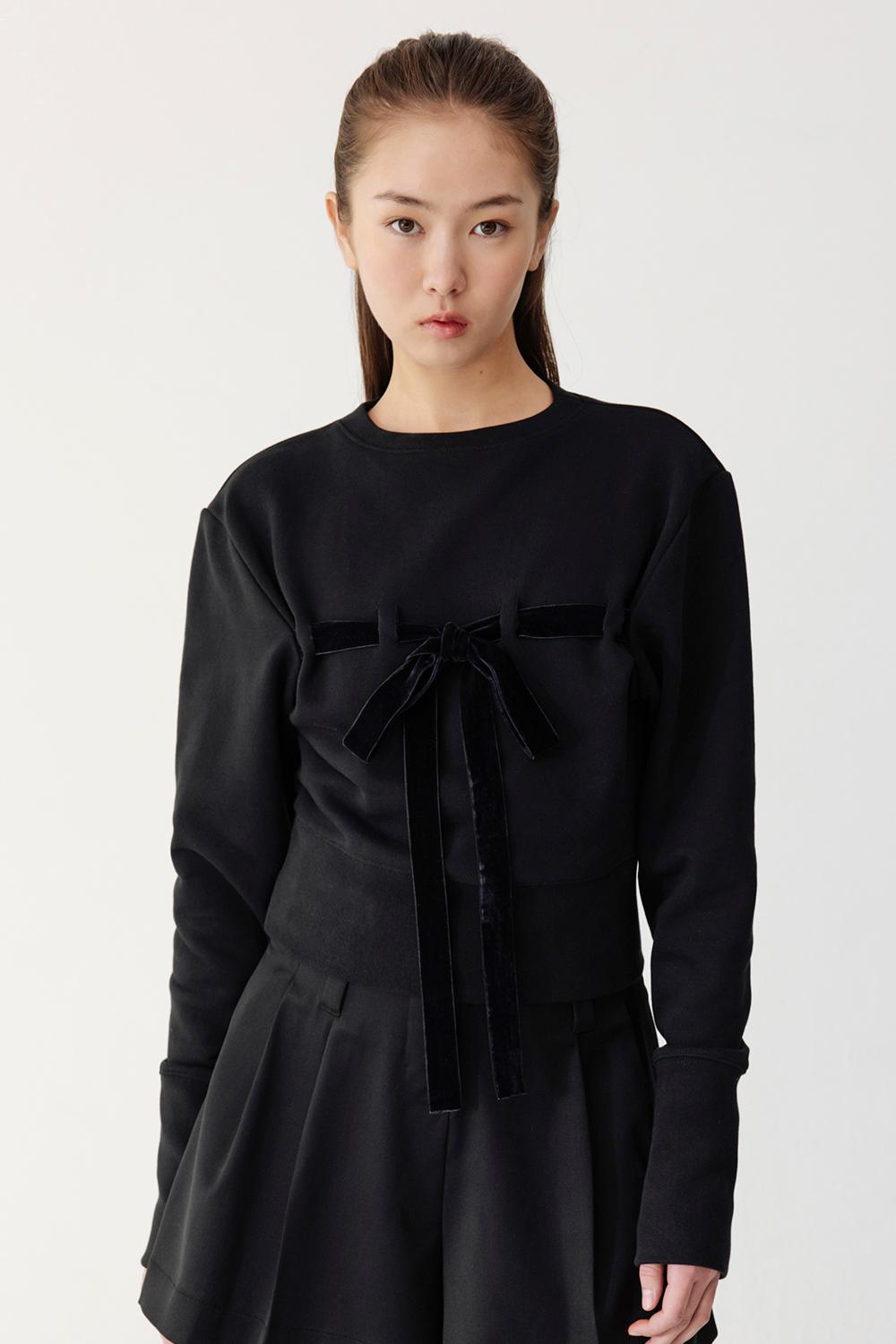 RIBBON DETAILED SWEATSHIRT_TT4S203BK