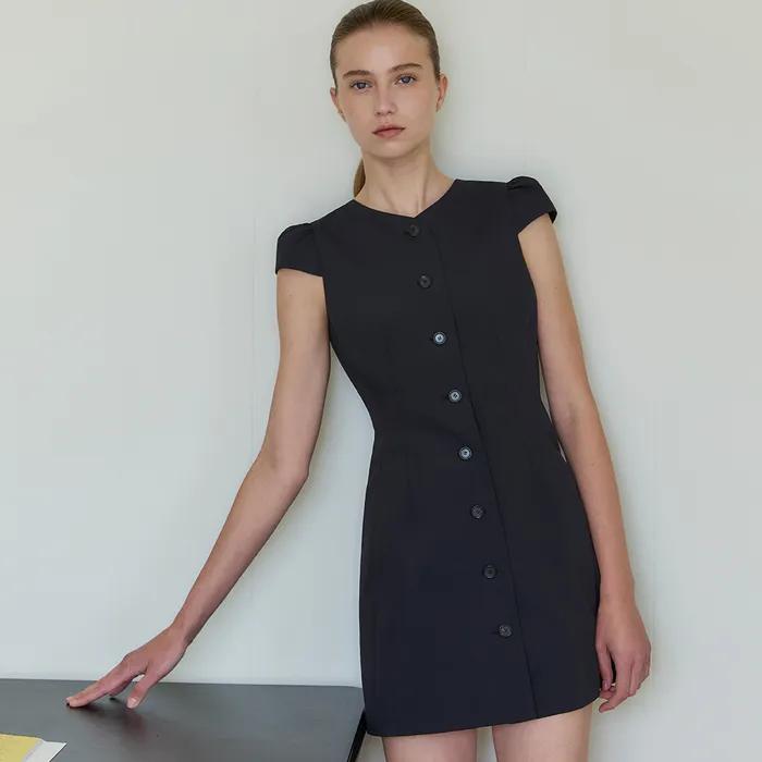 Slim Button-down Dress_Black
