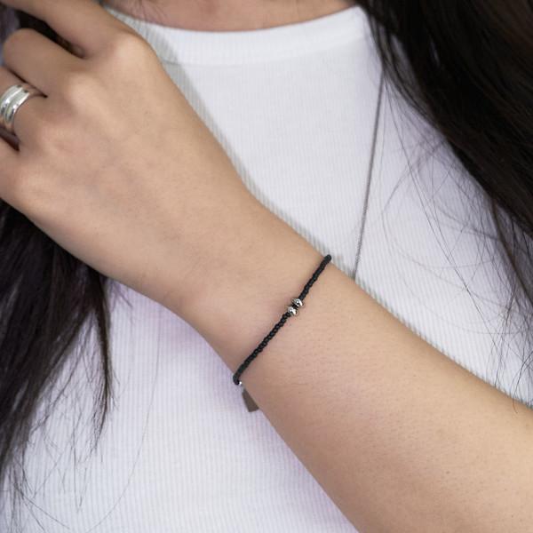 SILVER DONUT BRACELET BLACK
