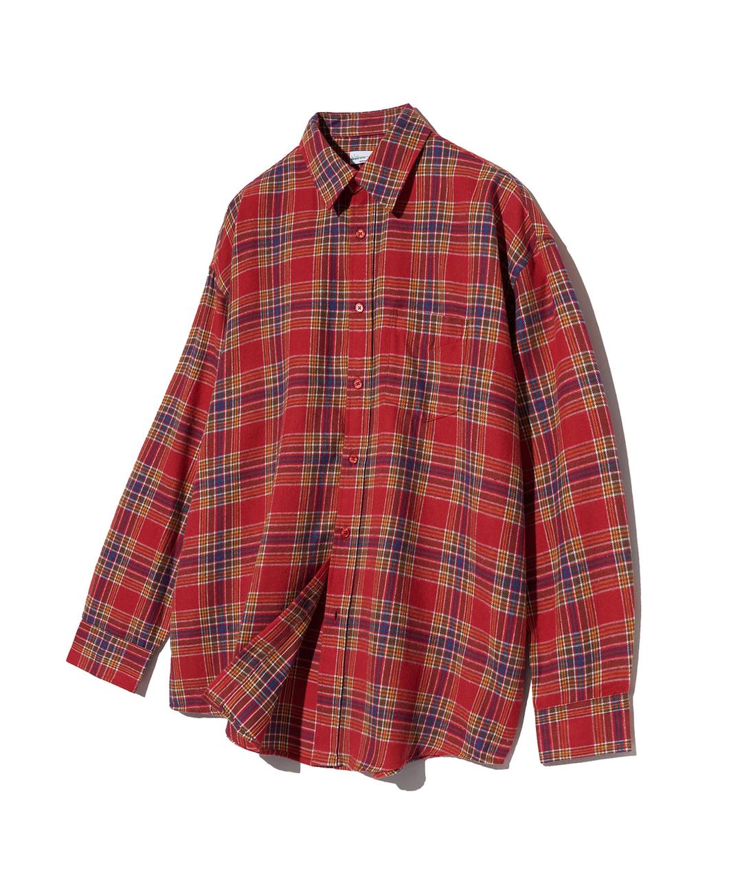 87-STAN079 Retro OverFit Pocket Long-Sleeved Check Shirt Red