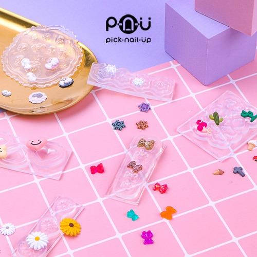 [픽네일업] 실리콘 몰드 8종 - 젤네일아트 파츠 / 하트 조개 카메오 곰돌이 눈꽃