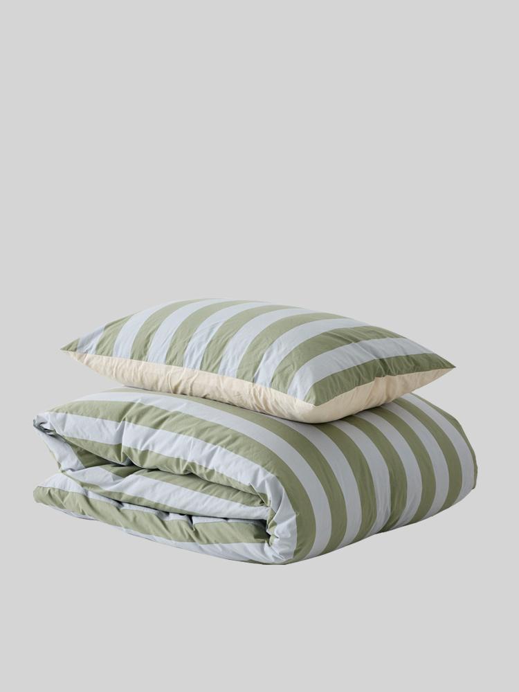 데이 스트라이프 침구세트 카키