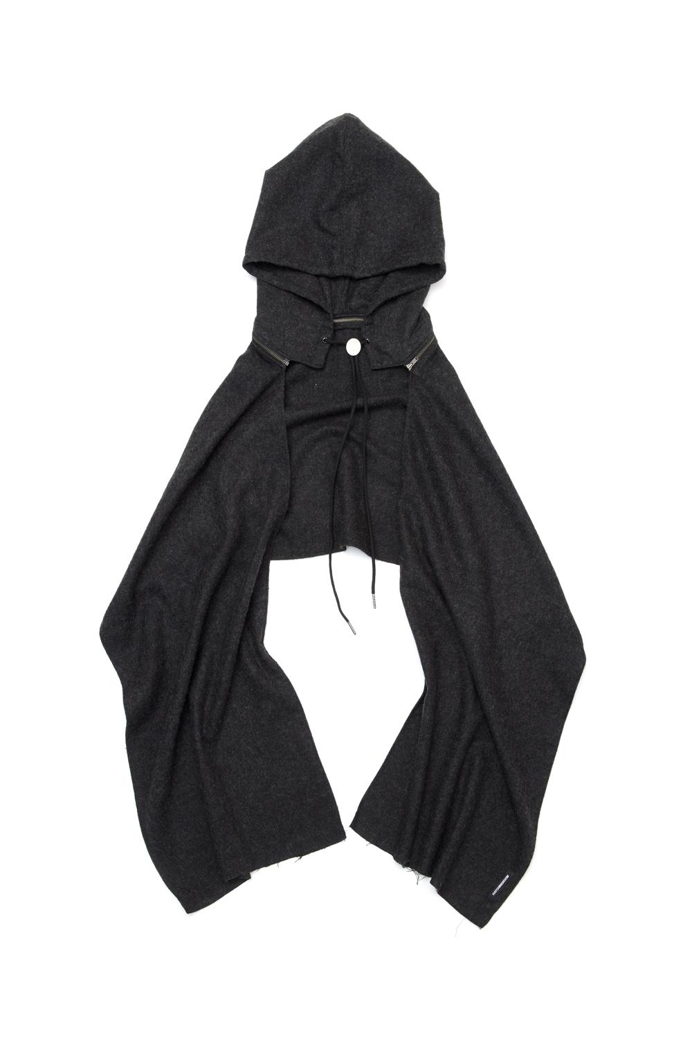 Hoodie Muffler Hairy Herringbone Charcoal