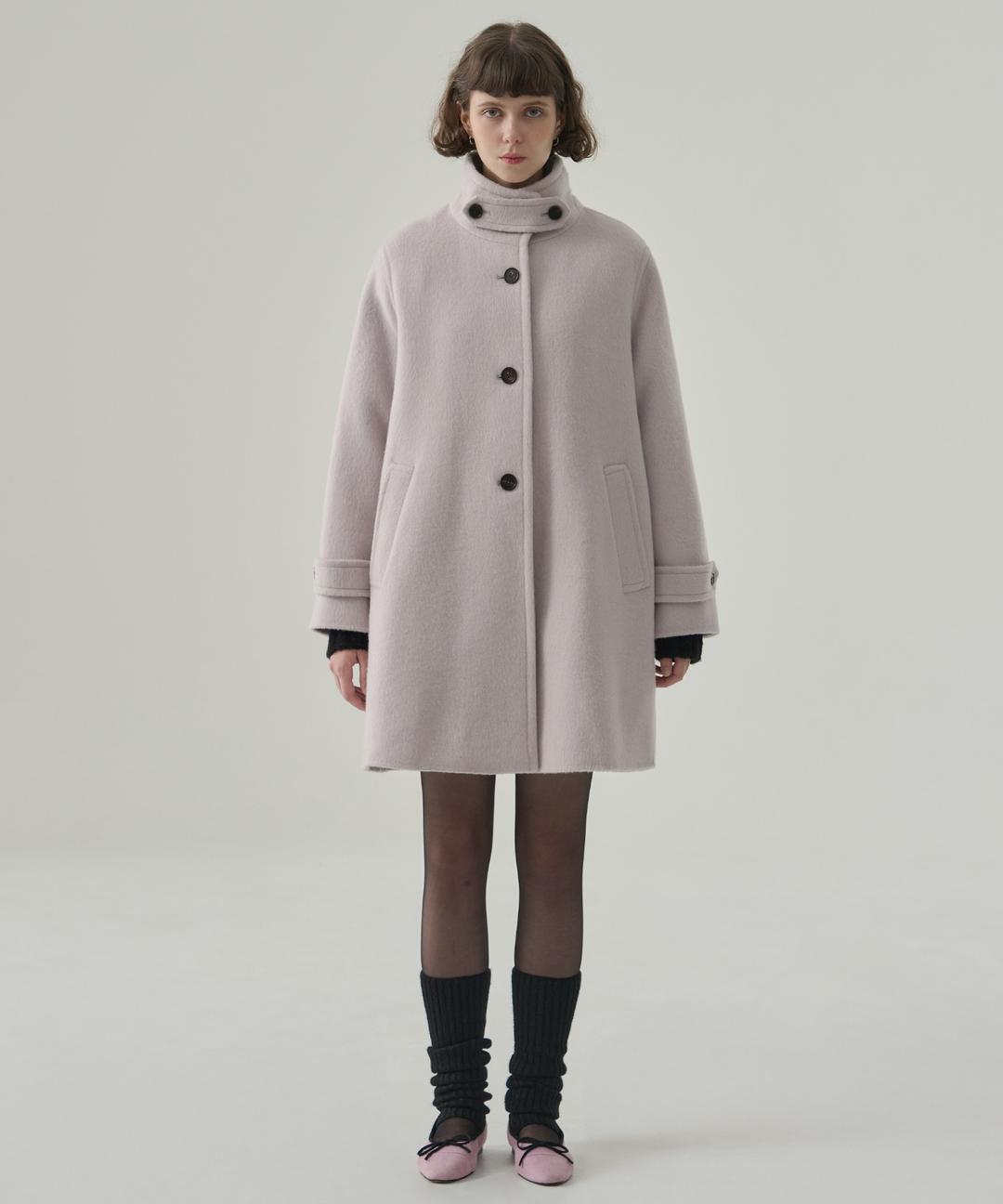 래빗 앙고라 울 핸드메이드 플레어 하프 코트 [CLOUDY LILAC]