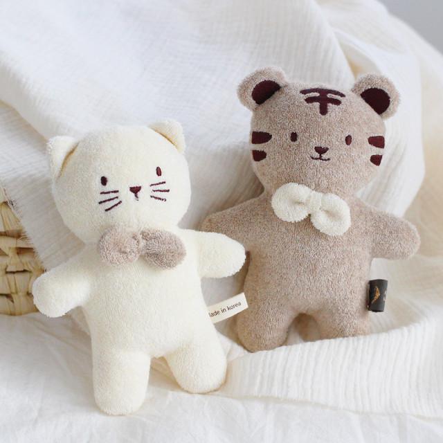 유기농 오가닉 아기 타올 애착인형 곰 토끼 고양이 호랑이인형