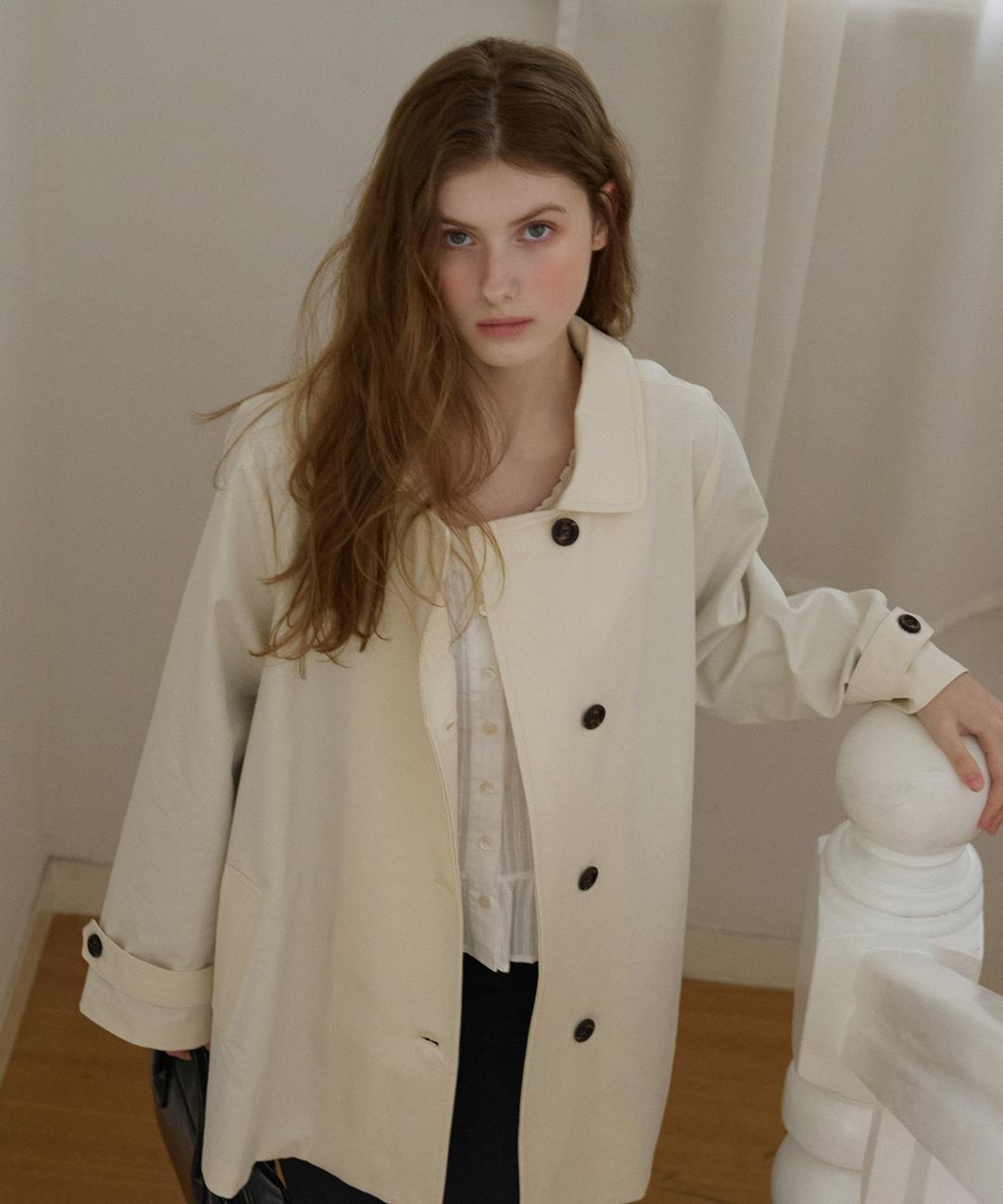 Dining Half Trench Coat ( Cream )